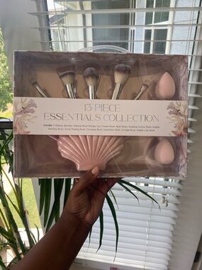 Essentials Collection 13-Piece Makeup Brush Set in Pink and Silver